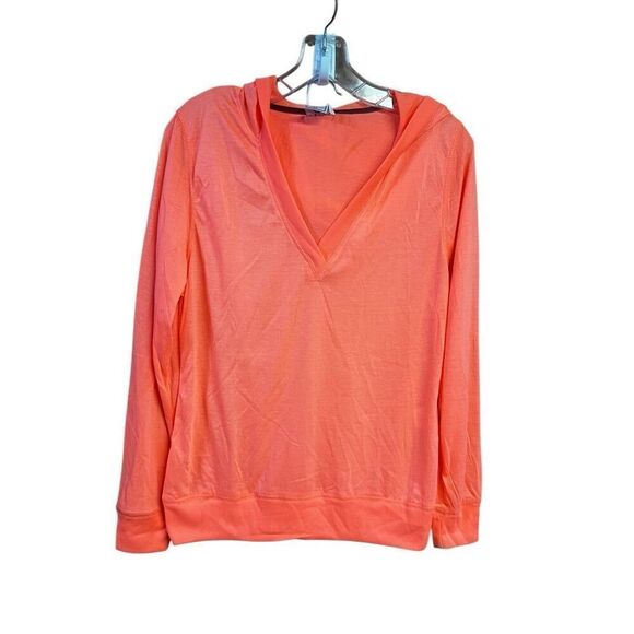 Exist Neon Coral Low V Hoodie Tee-Shirt Sz XL NWT - Picture 1 of 8